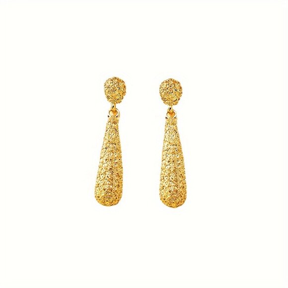 Golden Tassel Drop Earrings - Picture 4 of 5